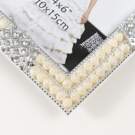 Photo frame 3083 10x15 cm "Pearls" plastic, col. silver-2
