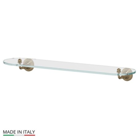 Shelf with holders, width 60 cm, glass, antique bronze
