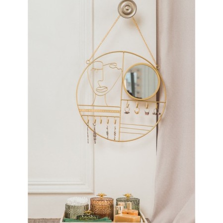 Holder for jewelry with a mirror, 35 × 35 × 2.5 cm, gold color