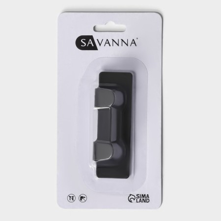 Self -adhesive metal Savanna Black Loft Plane, 2 hooks, 8 × 2 × 2.5 cm-4