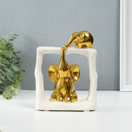 Souvenir Ceramics "Eliors - Support. Square" White with gold 6x13.5x17.5 cm