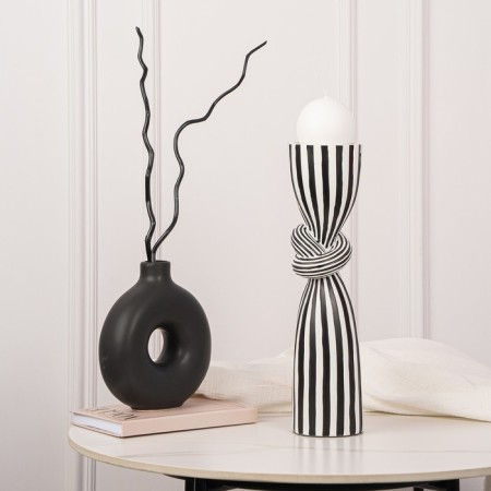 Click for one candle "Knot", white-black color 39 x 10.5 x 10.5 cm-11
