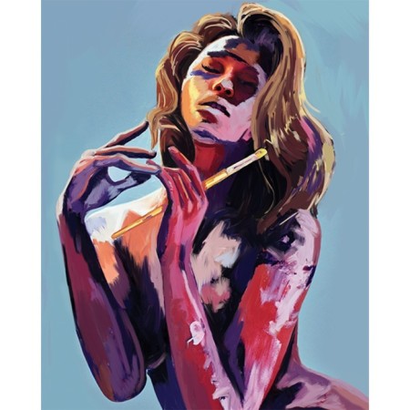 Diamond mosaic with a partial filling on the subframe "Girl in Colors", 30 x 40 cm-1