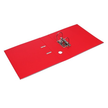 A4, 75 mm, Lamark, PVC, double-sided coating, metal edging, pocket for a spine, collected, red/red-5