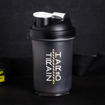 Sports shaker “be brave”, black, with a bowl for protein, 500 ml-2
