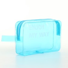 PVC cosmetic bag, 23*6*15, lightning department, blue