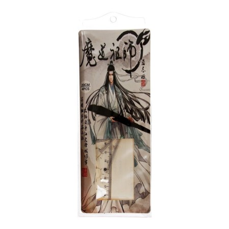 Geometric set "anime", (ruler, transporter, 2 squares) in the pencil case, mix-7