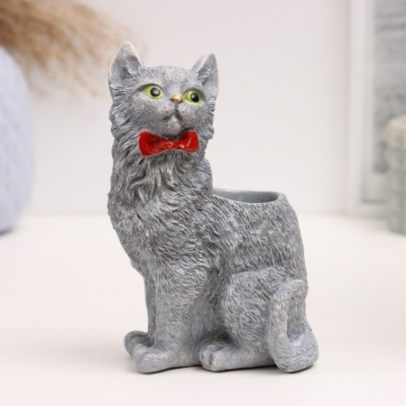 VAZ - Pencil "Cat with a bow" 15x12x10cm, gray