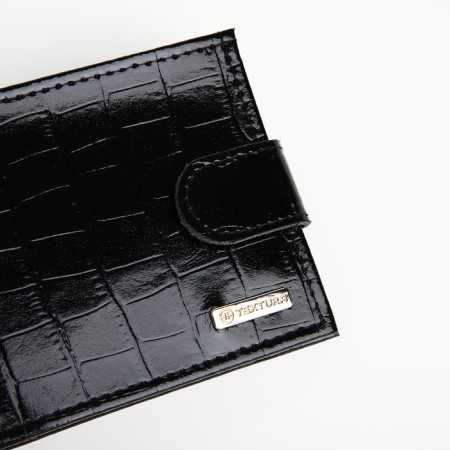 Male purse on the button, Textura, for cards, for coins, black color-4