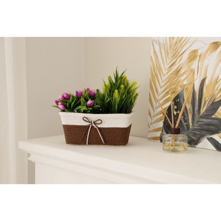 Kashpo for flowers wicker "bow", 23.5 × 12.5 × 10.5 cm, rectangle, color mix-11