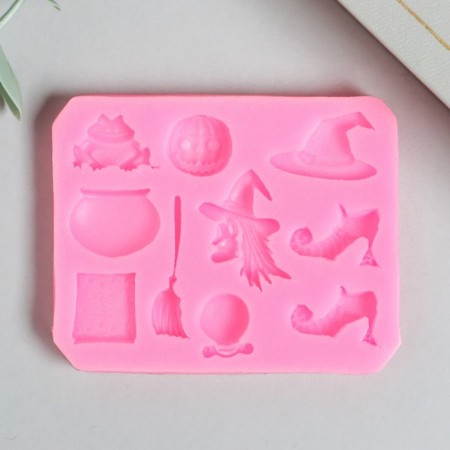 Mold Silicon "Witch Schabash" 10 items 0.8x6.5x8 cm