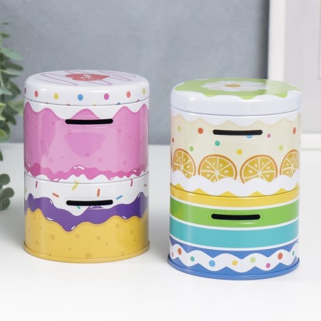 Копилка металл двойная "Еда" МИКС 12х8,5х8,5 см-1