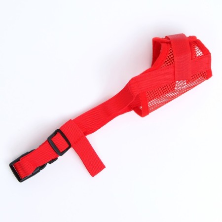 Muzzle mesh with double fixation, size m (length on a nose 10 cm, muzzle 20 cm), red-1