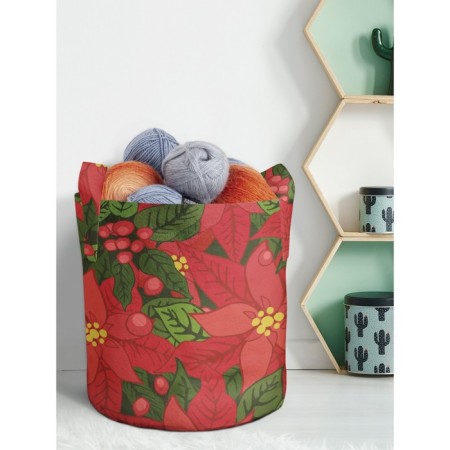 Textile bag "Pattern from Poinsettia", for storing things and toys, size 30x30 cm, 18.9 liters