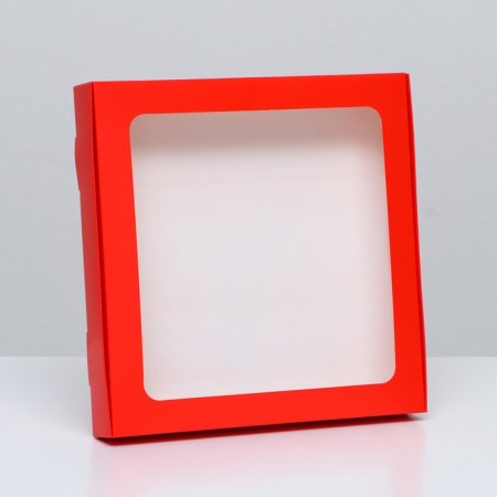 Self -assembly box with a red window, 21 x 21 x 3 cm