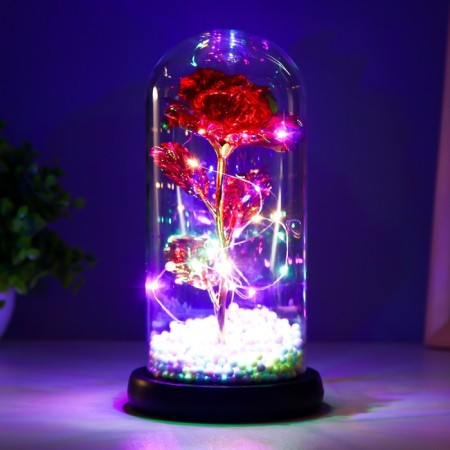 Night -night flask "Red Flower" LED from batteries 3haaa 11x11x22 cm-2