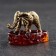 Talisman's keychain "Elephant", brass, amber