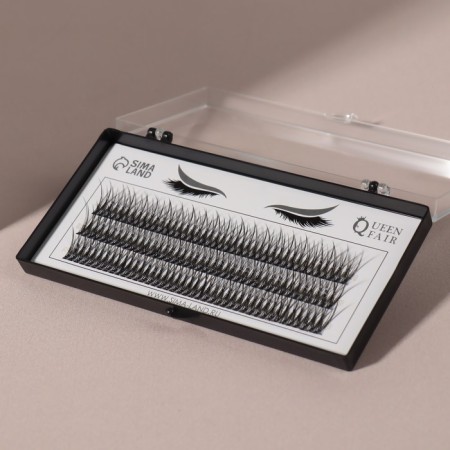 A set of overhead eyelashes "Lastochkin tail", bundles, 14 mm, thickness 0.1 mm, bend C, 12 D-1
