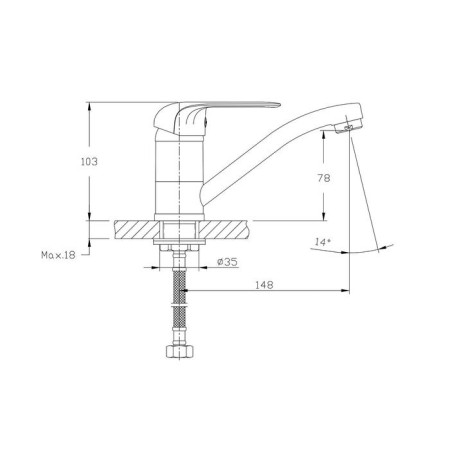 Kitchen mixer rush fiji fi1835-26, single-rod, chrome-1