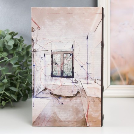 Safe-book wood to the leatherette "Architectural projects and concepts" 21x13x5 cm-4