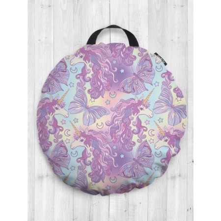 Pillow Siddle "Unicorns with butterflies", decorative, d = 52 cm