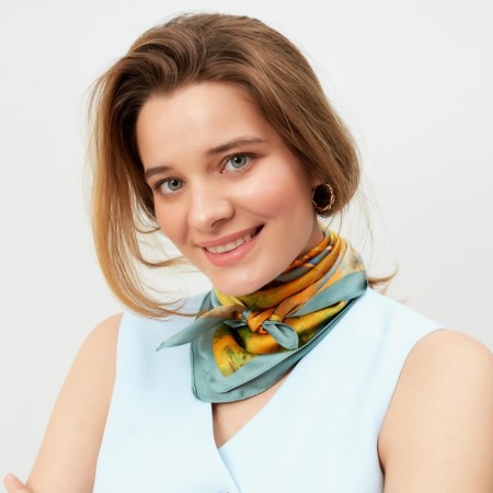 Women's handkerchief minku orange color, rr 70*70 cm-4