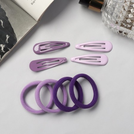 Hair set "Mira" (4 invisibles-5 cm, 8 elastic bands-3.5 cm) lilac-2