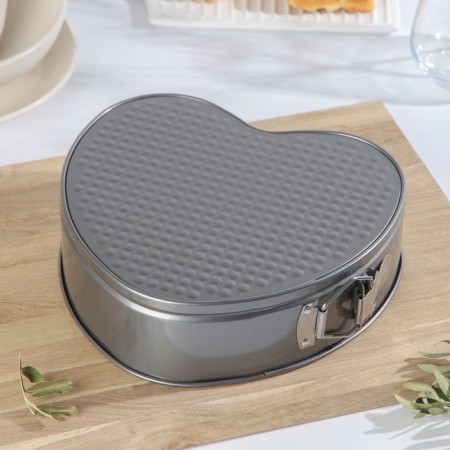 The form for baking the share "Elin. Heart ", 23.5 × 22 × 6.7 cm, removable bottom, anti -stick coating, color gray color-4