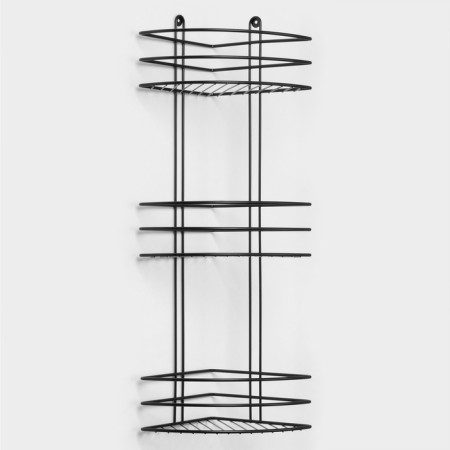 The bathroom shelf is an angular 3-long, 20 × 20 × 66 cm, black color-2
