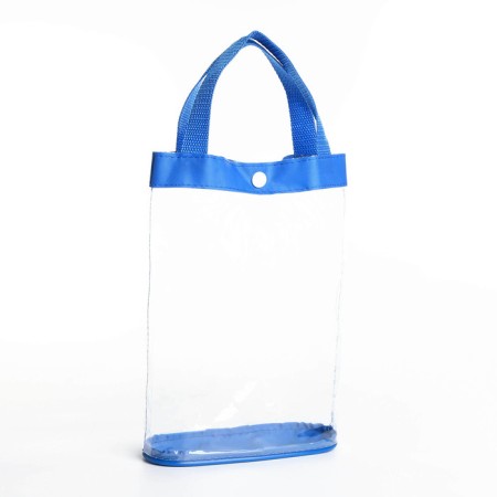 Cosmetic bag on the button, the color is blue/transparent-1