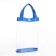 Cosmetic bag on the button, the color is blue/transparent