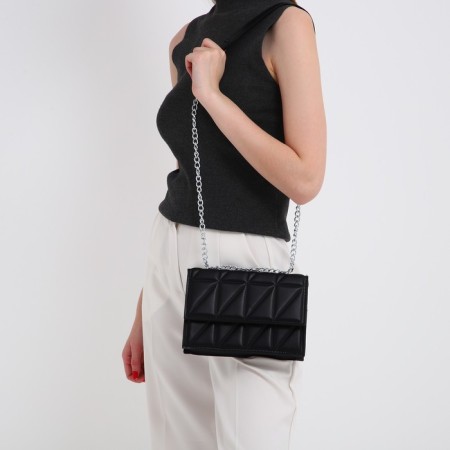 Women's bag on the valve, 22x15x6 cm, black color-2
