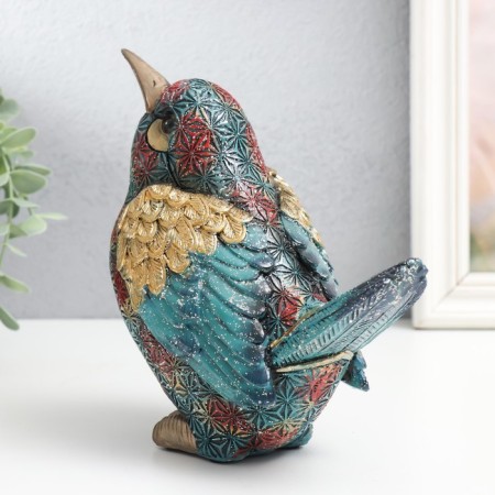 Polystone souvenir "Bird, blue-red snowflakes" sparkles 18.5x10x17 cm-2