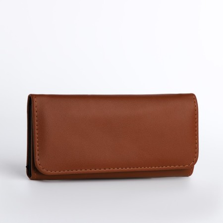 Women's wallet on the button, beige color