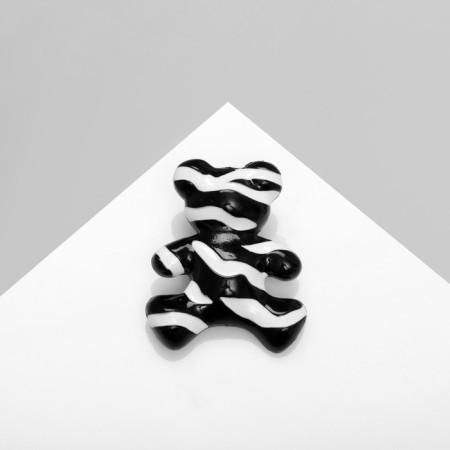 Brooch "Bear" zebra, black and white color