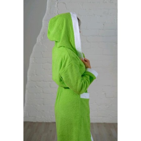 Women's bathrobe, size 46, white/salad, Makra-5