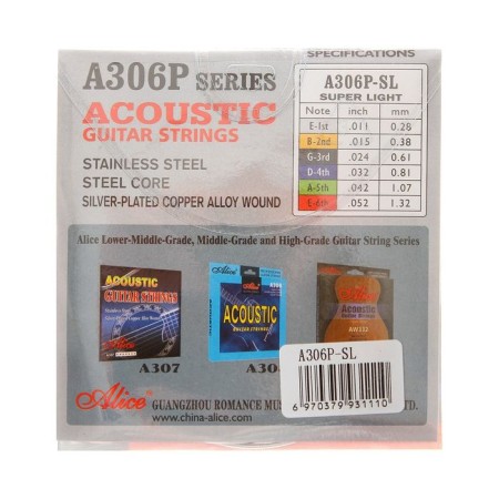 Strings for the Alice A306P-SL acoustic guitar, echoed copper-1