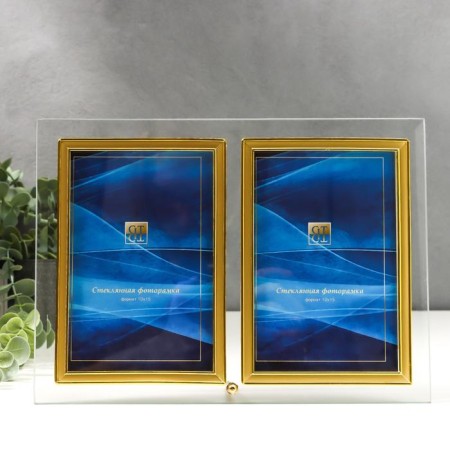 Photo frame Double glass "GT 224/-g" 10x15 cm, vertical, gold