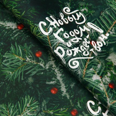 Glossy packaging paper "spruce branches", 50 x 70 cm-1