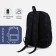 A backpack with a zipper, 3 outer pockets, black color