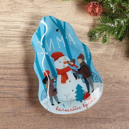 Plate Snowman "Winter", 13.4 x 20.5 cm-1