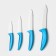 Kitchen kit on the stand “bend”, 5 items: 4 knife, 7.5 cm, 10 cm, 13 cm, 15 cm, vegetable facial, blue color