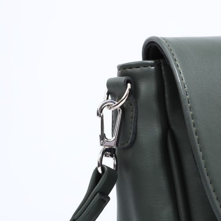 Richet bag on a magnet, outer pocket, long belt, green color-3