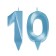 Candle in the cake anniversary "line" (set 2 in 1), number 10, blue metallic, 6.5 cm
