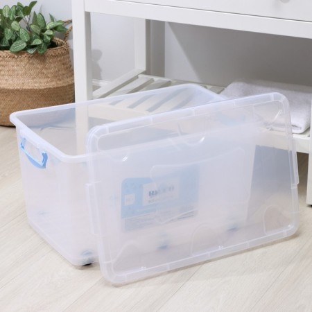 Storage container with a lid Ricco, 50 l, 61 × 39 × 32 cm, on wheels, color transparent color-8