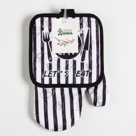 Kitchen set of "EAT" Delivery 17x17 cm, mittens 25x16 cm, 100% p/e-5