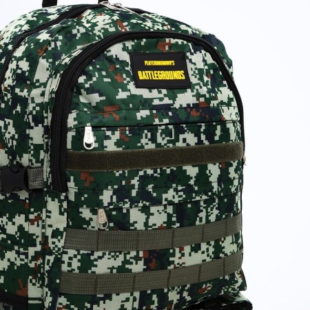 Tourist backpack on a zipper, with an increase, 6 outer pockets, green color-7