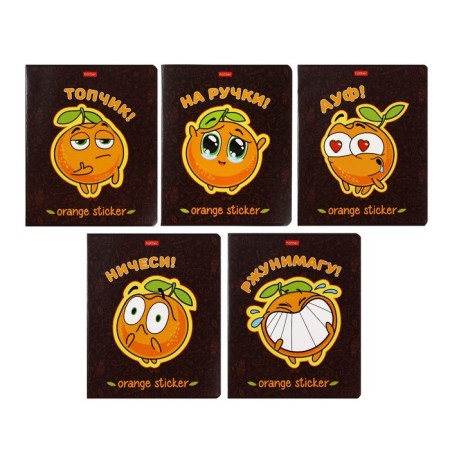 Notebook A5, 48 sheets in the orange mood cage, covered cardboard, selective varnish, rounded corners, block 65, 5V, mix