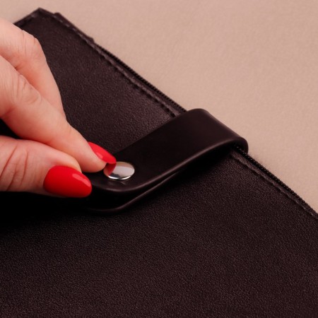 The fastener is sewn for the bag, on the button, 15.5 × 2.5 cm / 4.5 × 2.5 cm, brown / silver color-4