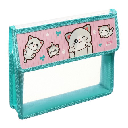 A5 notebook folder (230 x 190 x 50 mm), with Velcro valve, plastic/textiles, calligrata, "cats"-1